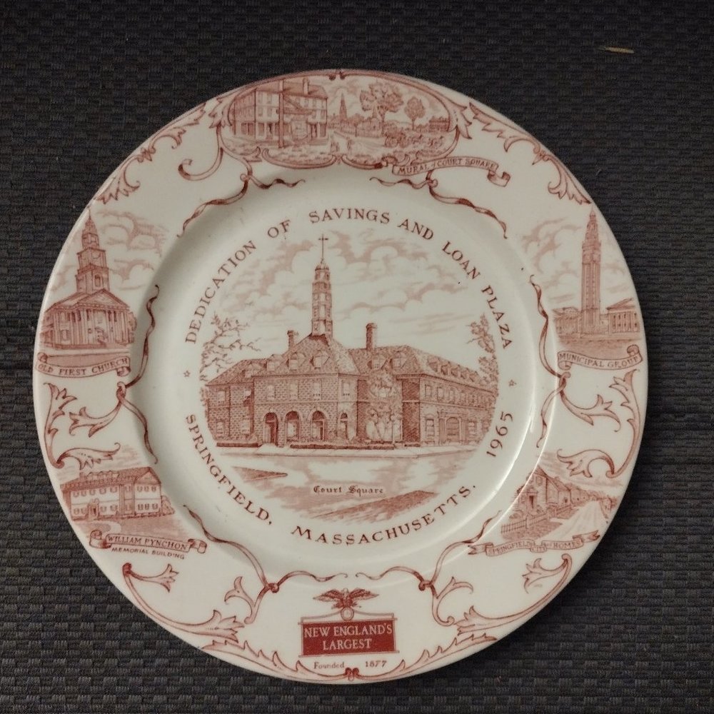 Vintage State Plate Savings and Load Springfield, MA 1965 Walker China